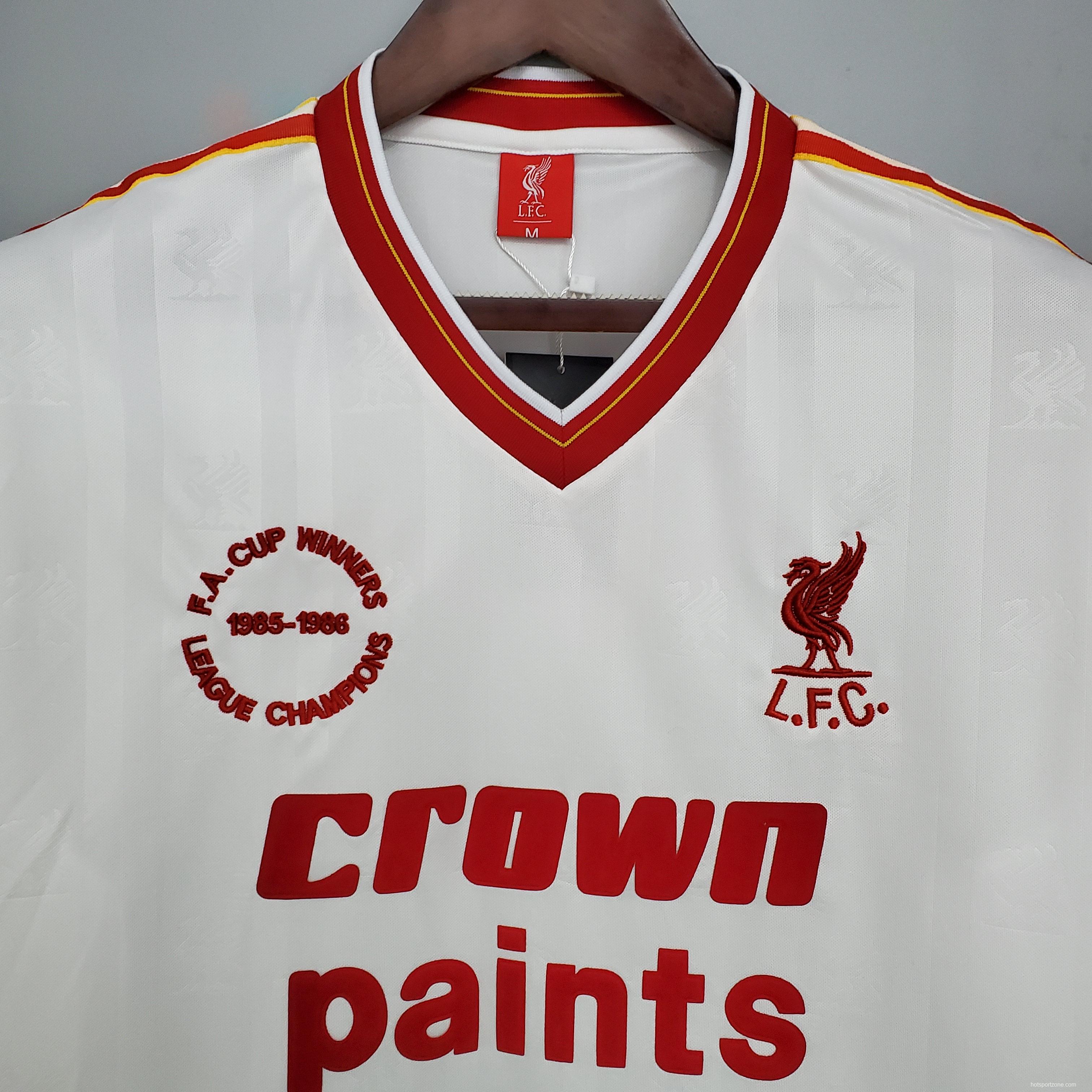 Retro 85/86 Liverpool away white Soccer Jersey