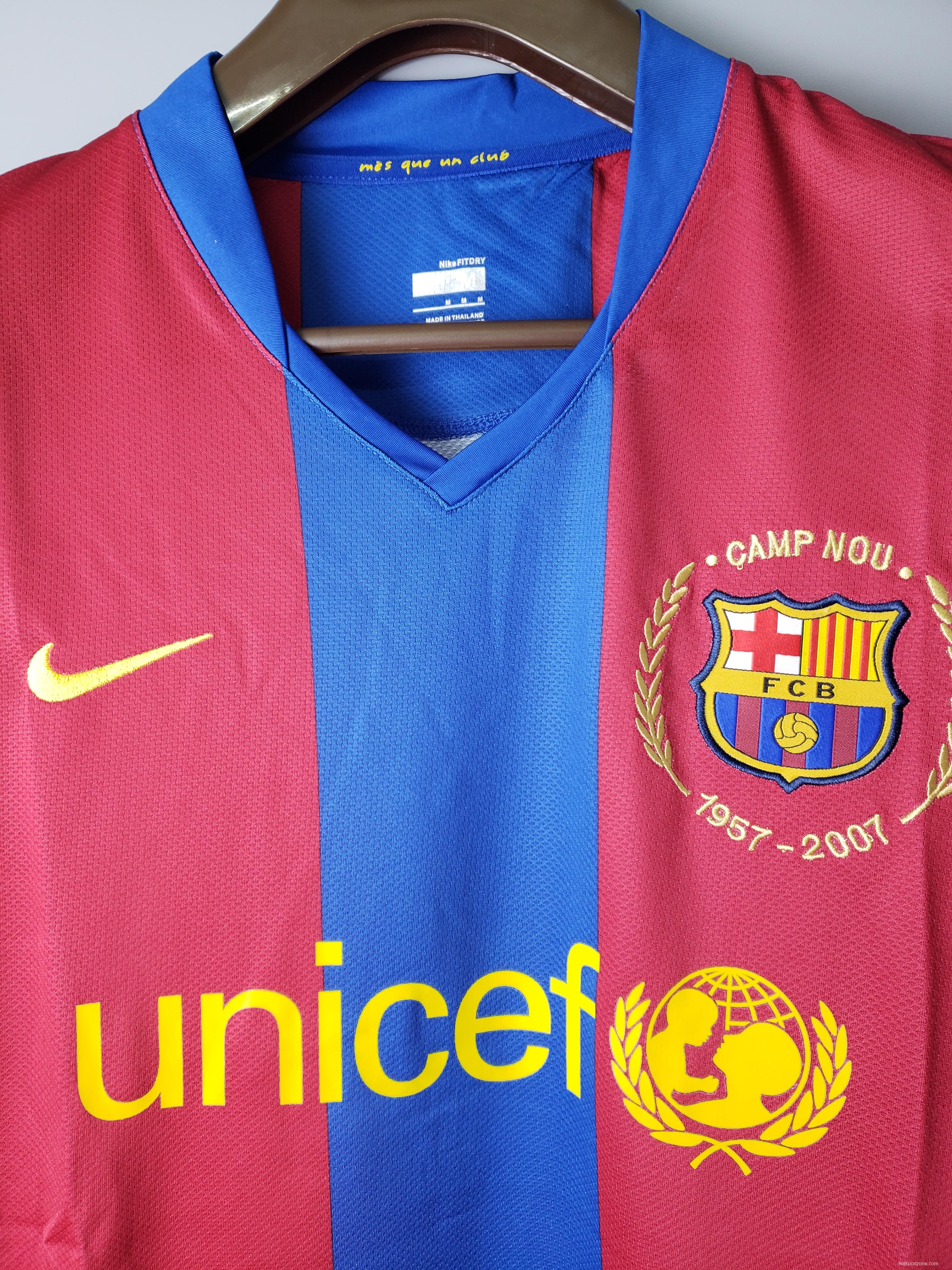 Retro 07/08 Barcelona long sleeves home Soccer Jersey