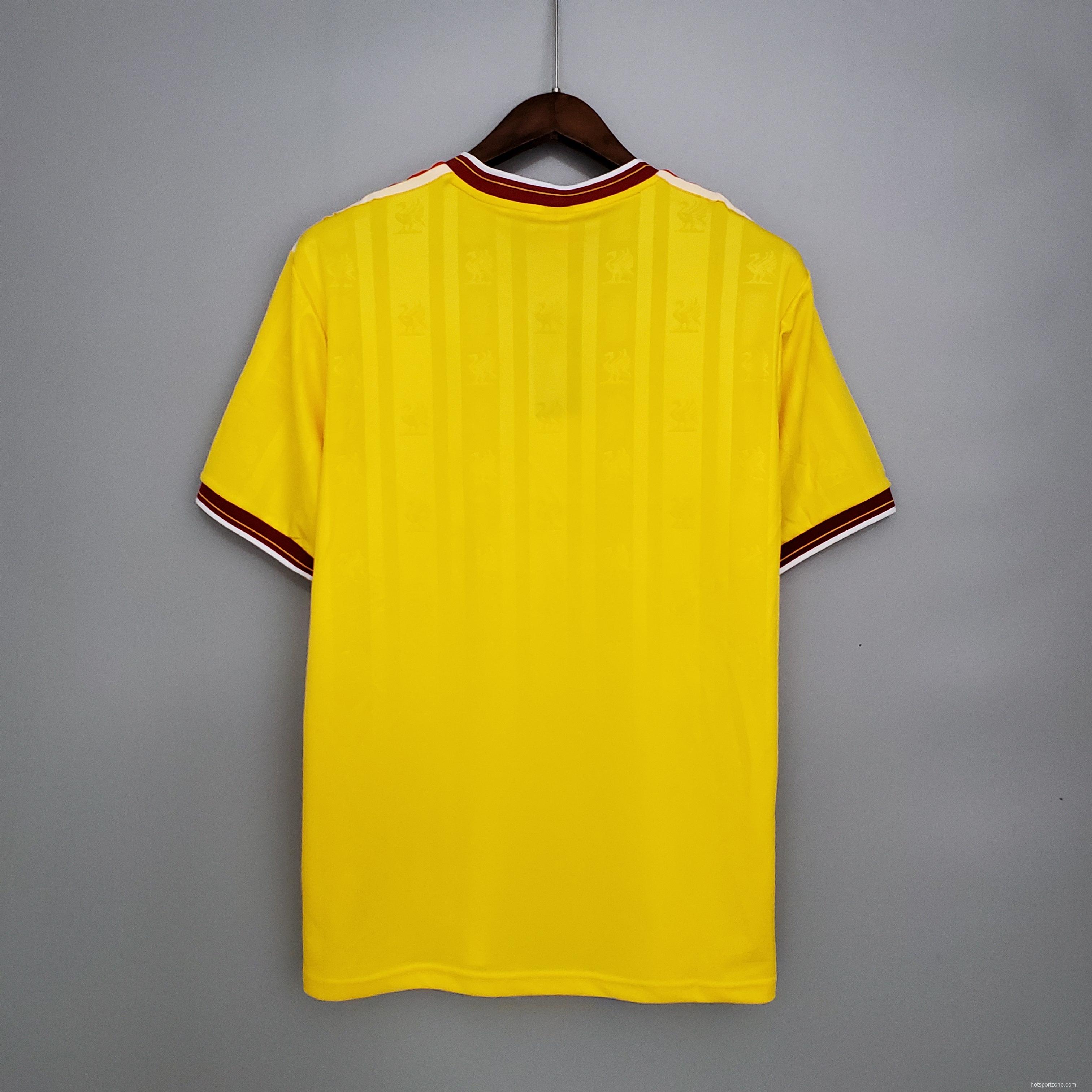 Retro 85/86 Liverpool away yellow Soccer Jersey