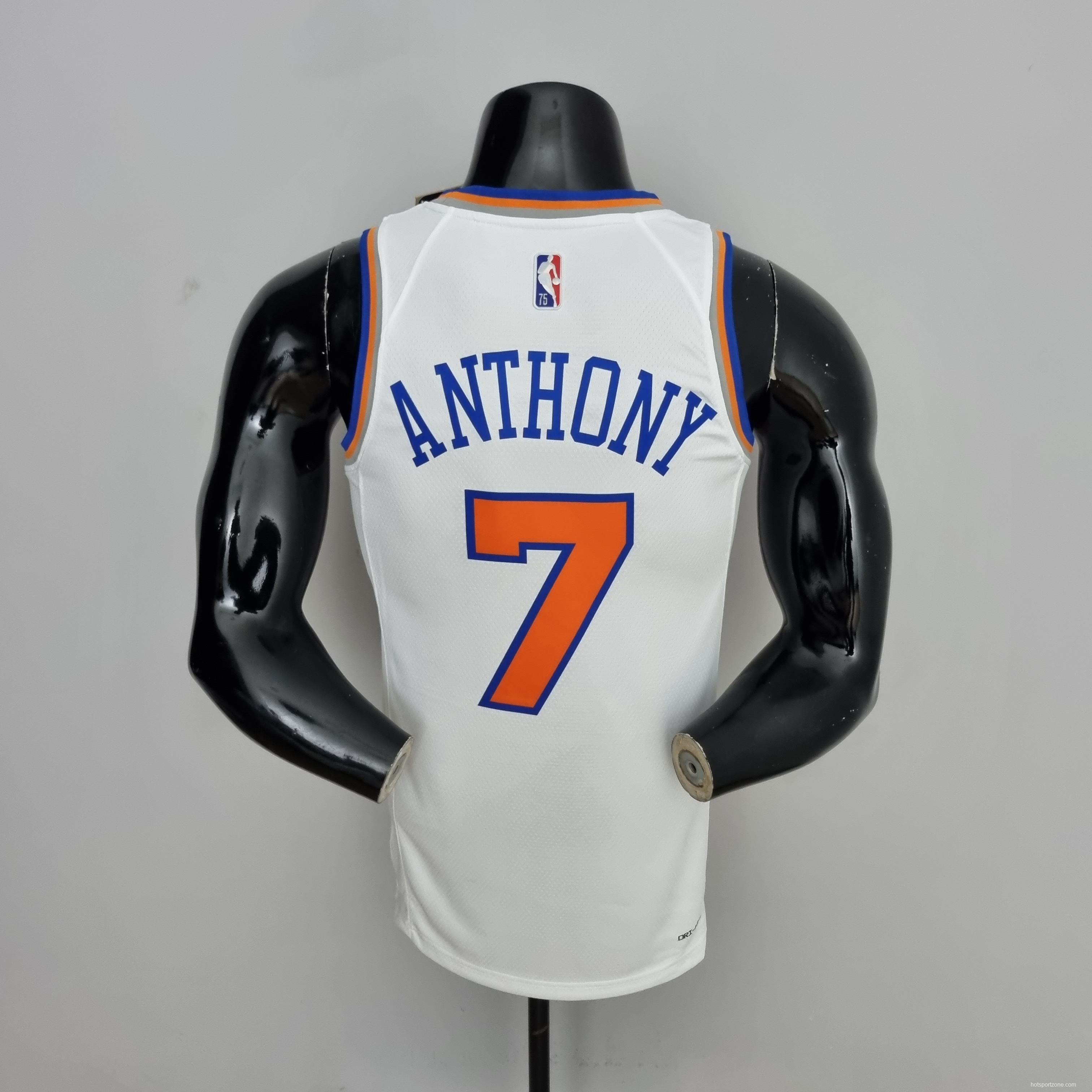 75th Anniversary Anthony #7 New York Knicks White NBA Jersey