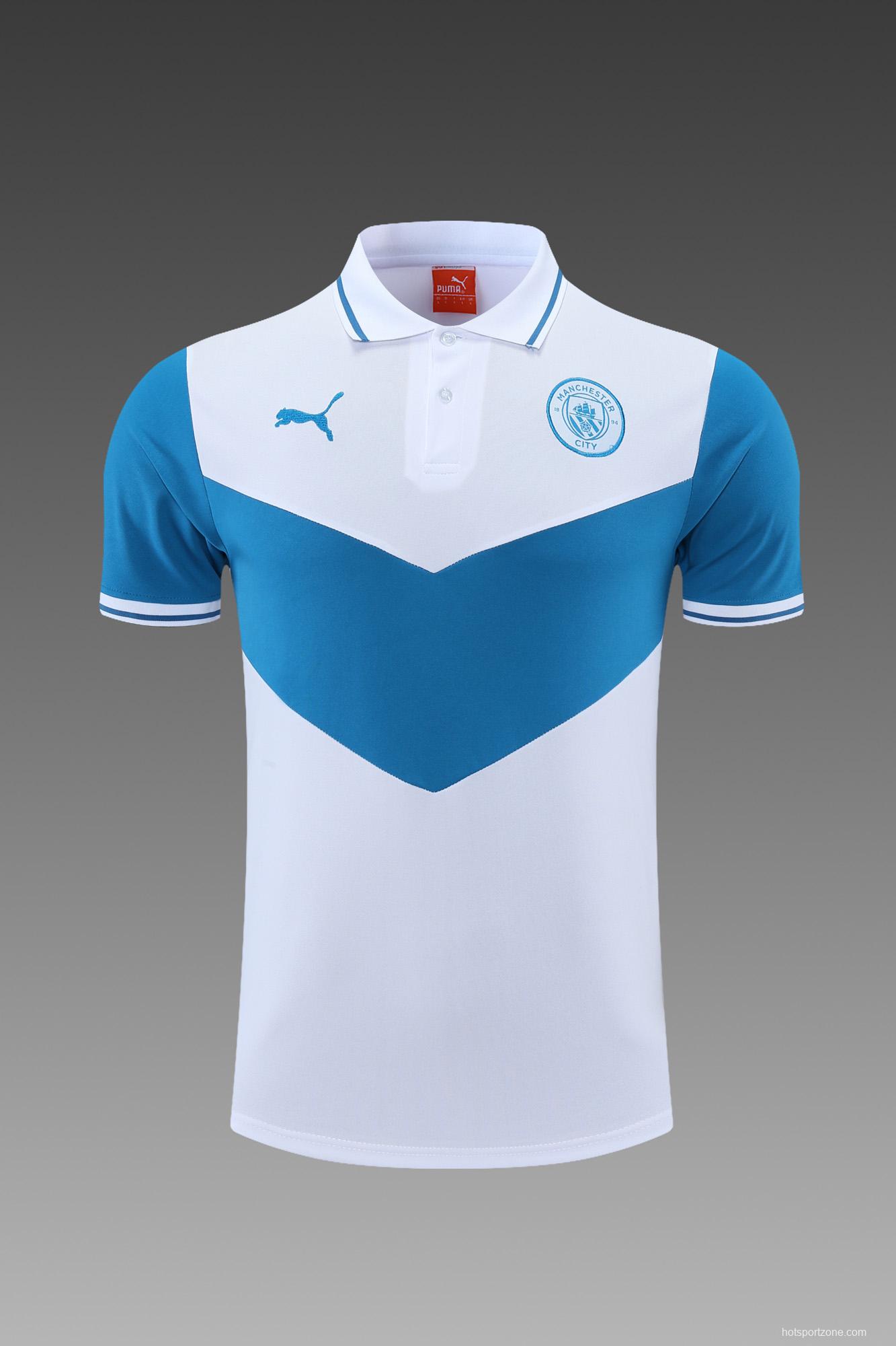Manchester City POLO kit White and Blue Stripes(not supported to be sold separately)