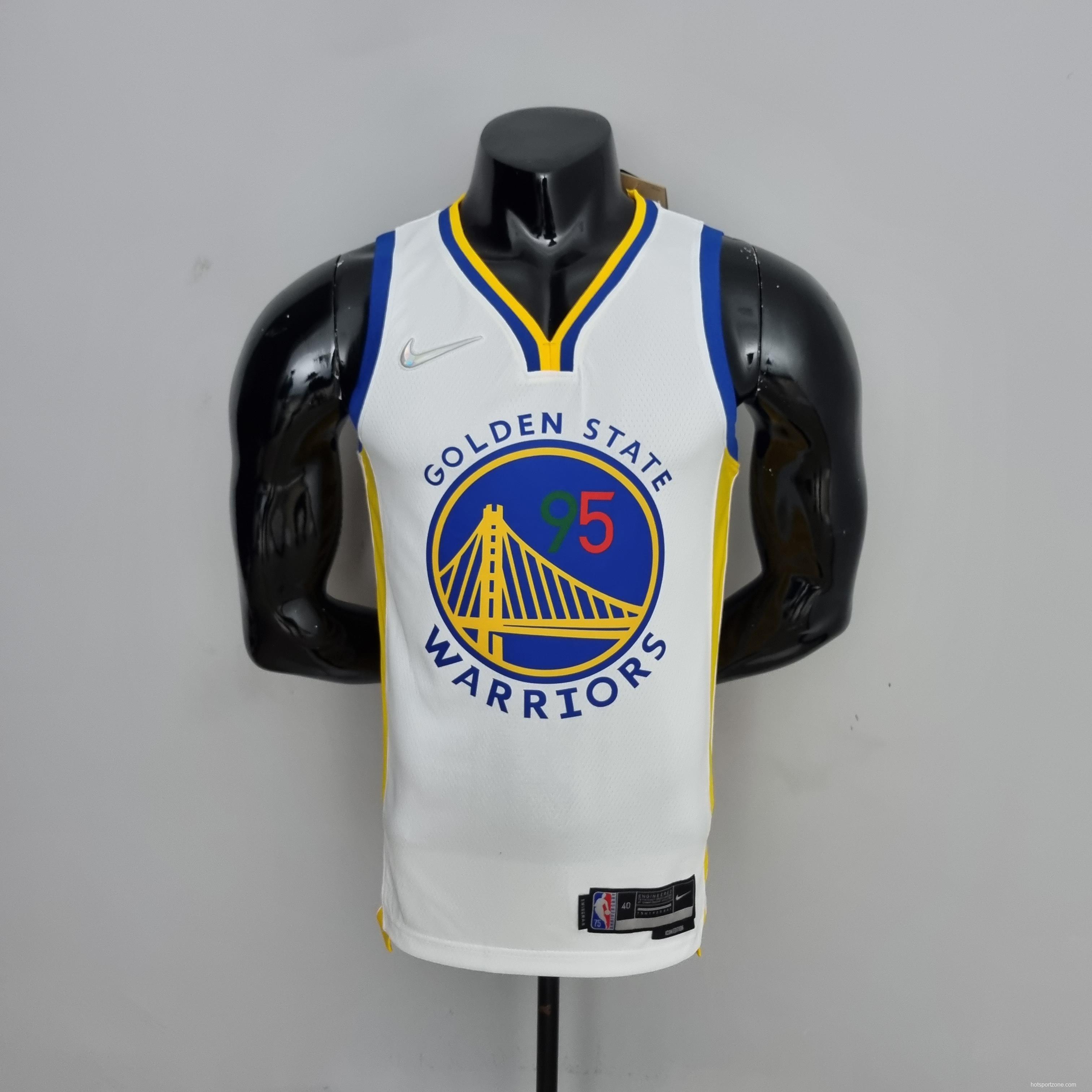 75th Anniversary Toscano#95 Golden State Warriors Mexico Exclusive White NBA Jersey