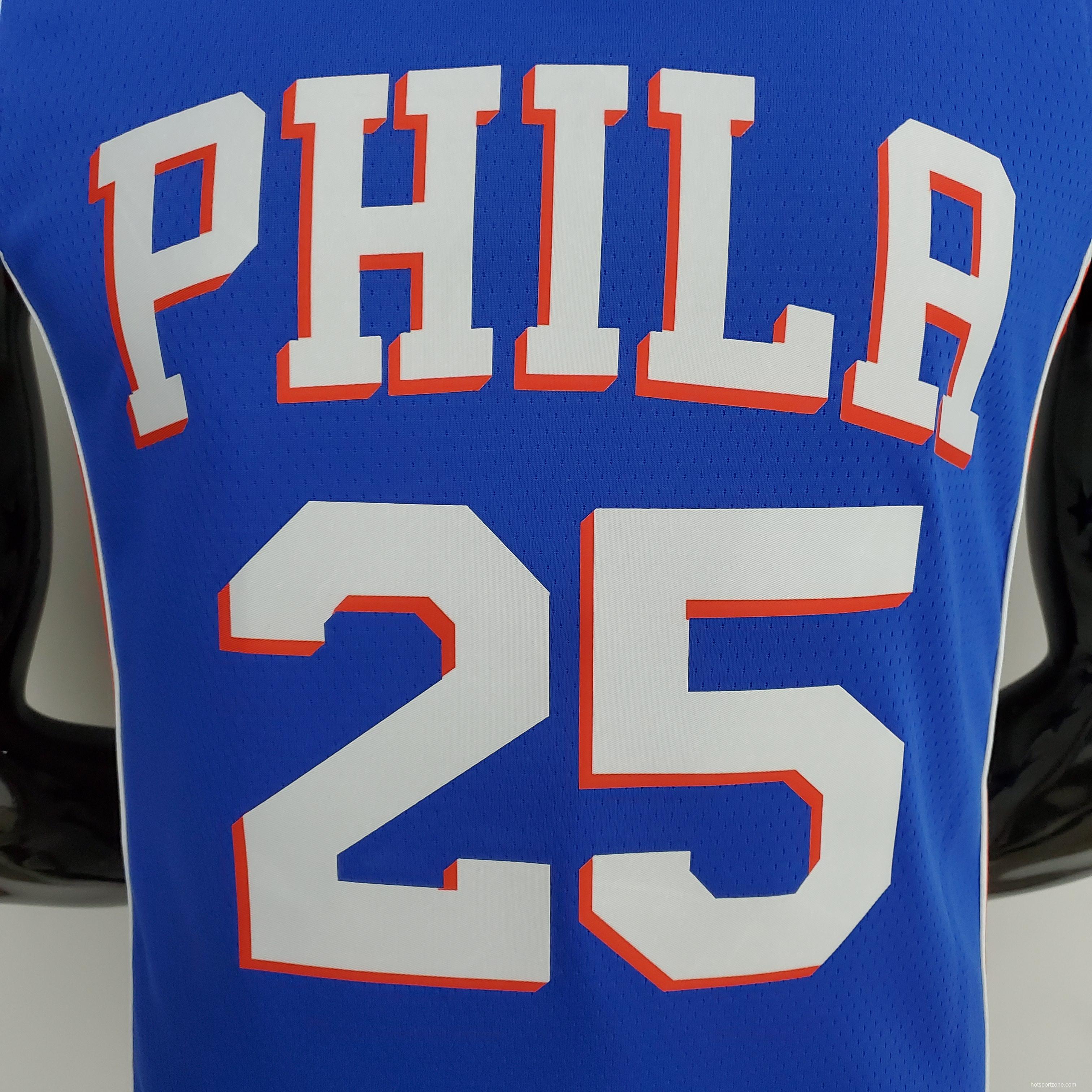 75th Anniversary Philadelphia 76ers SIMMONS#25 Blue NBA Jersey