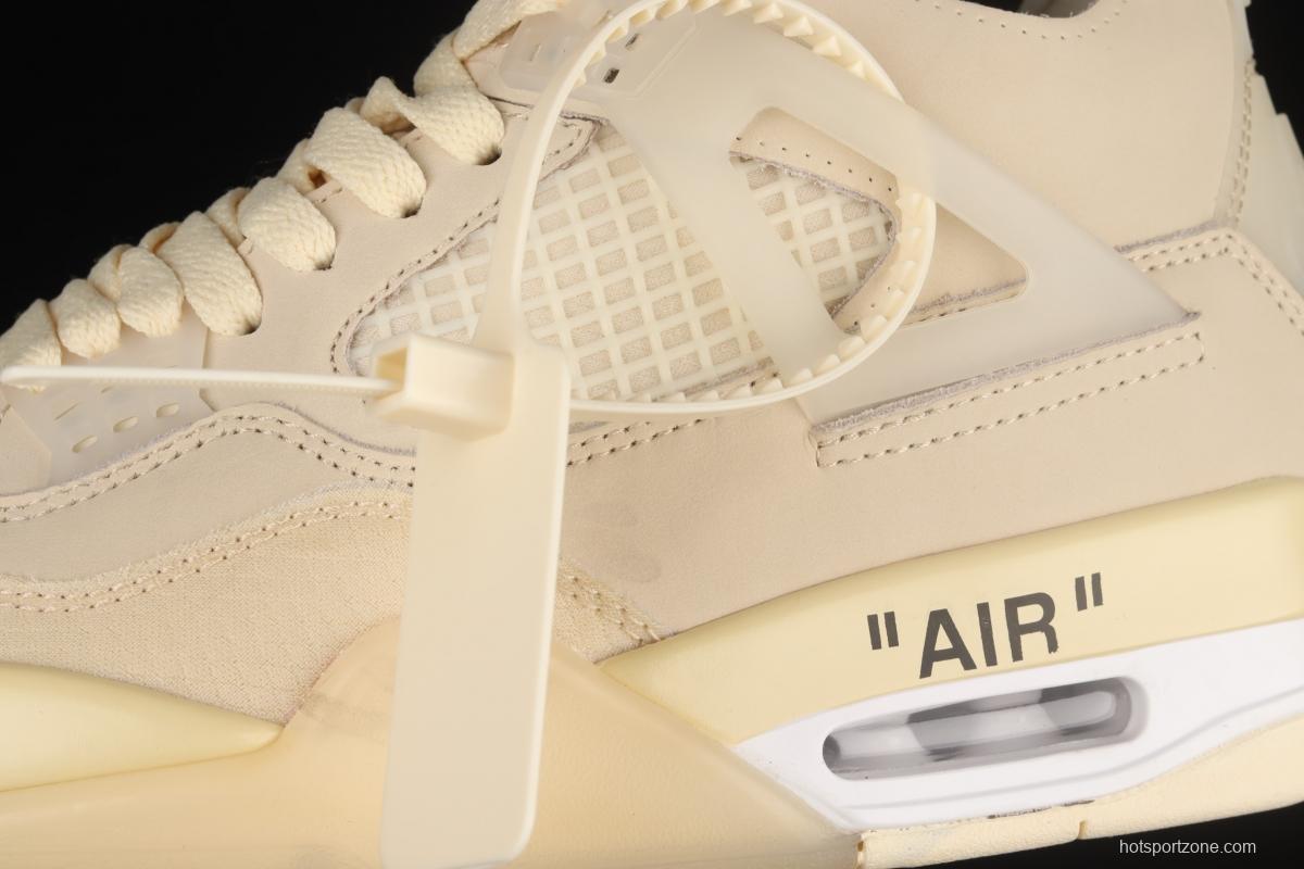 OFF-White x Air Jordan 4 Retro Cream/Sail help retro leisure sports culture basketball shoes CV9388-100