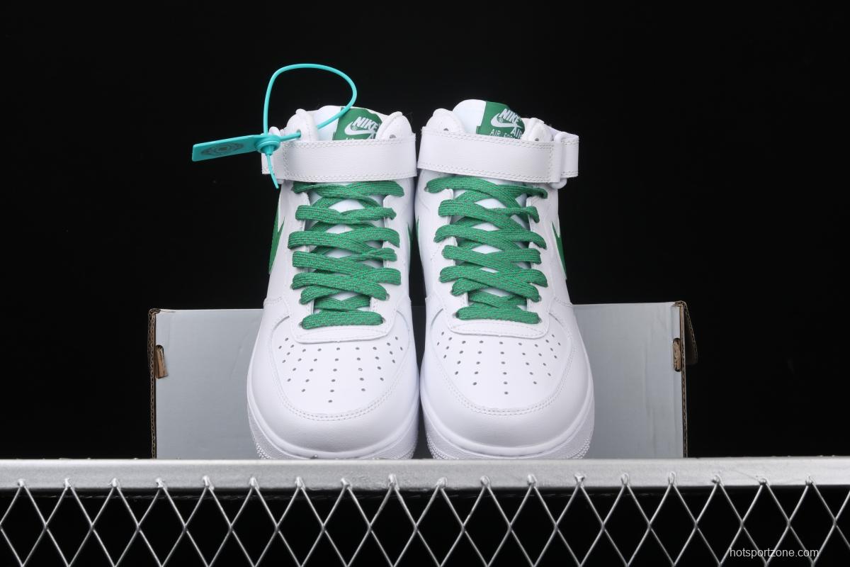 NIKE Air Force 1x07 Mid white and green 3M reflective medium-top casual board shoes 366731-909