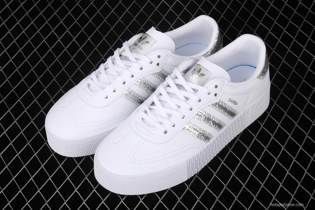Adidas Sambarose W FX3819 clover vintage pure white thick-soled high board shoes