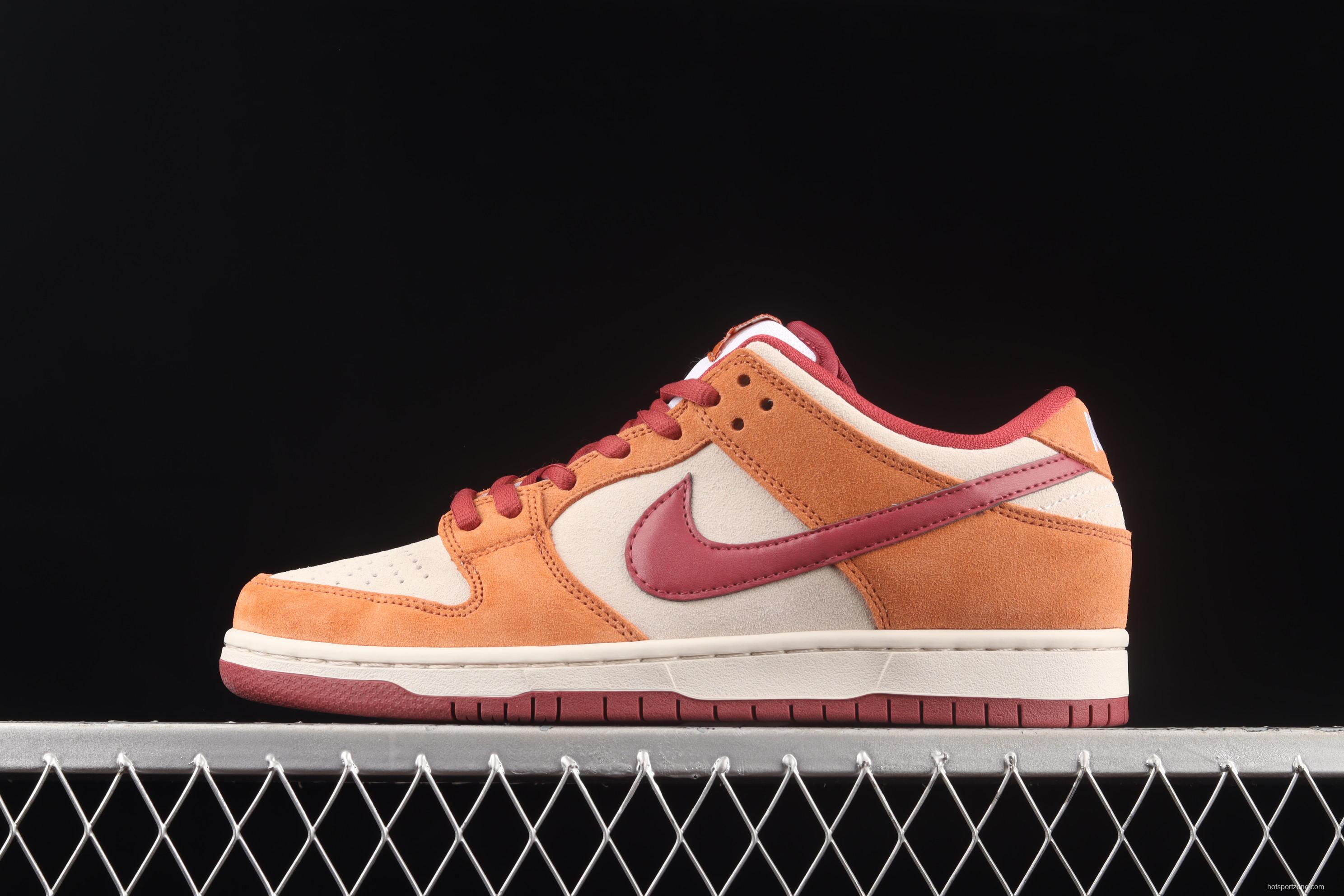 NIKE SB DUNK Low Pro brown-red color matching low-top casual board shoes BQ6817-202