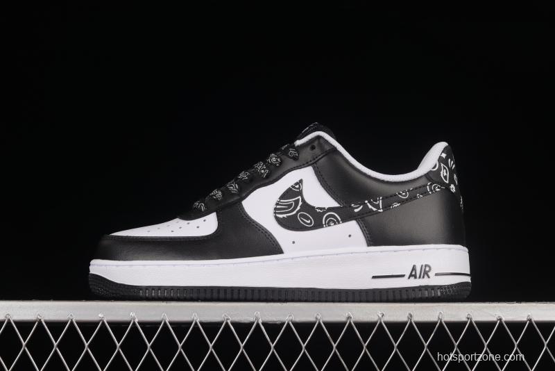 NIKE Air Force 1'07 Low Black and White Cashew Flower Low Casual Sneakers XM6389-316