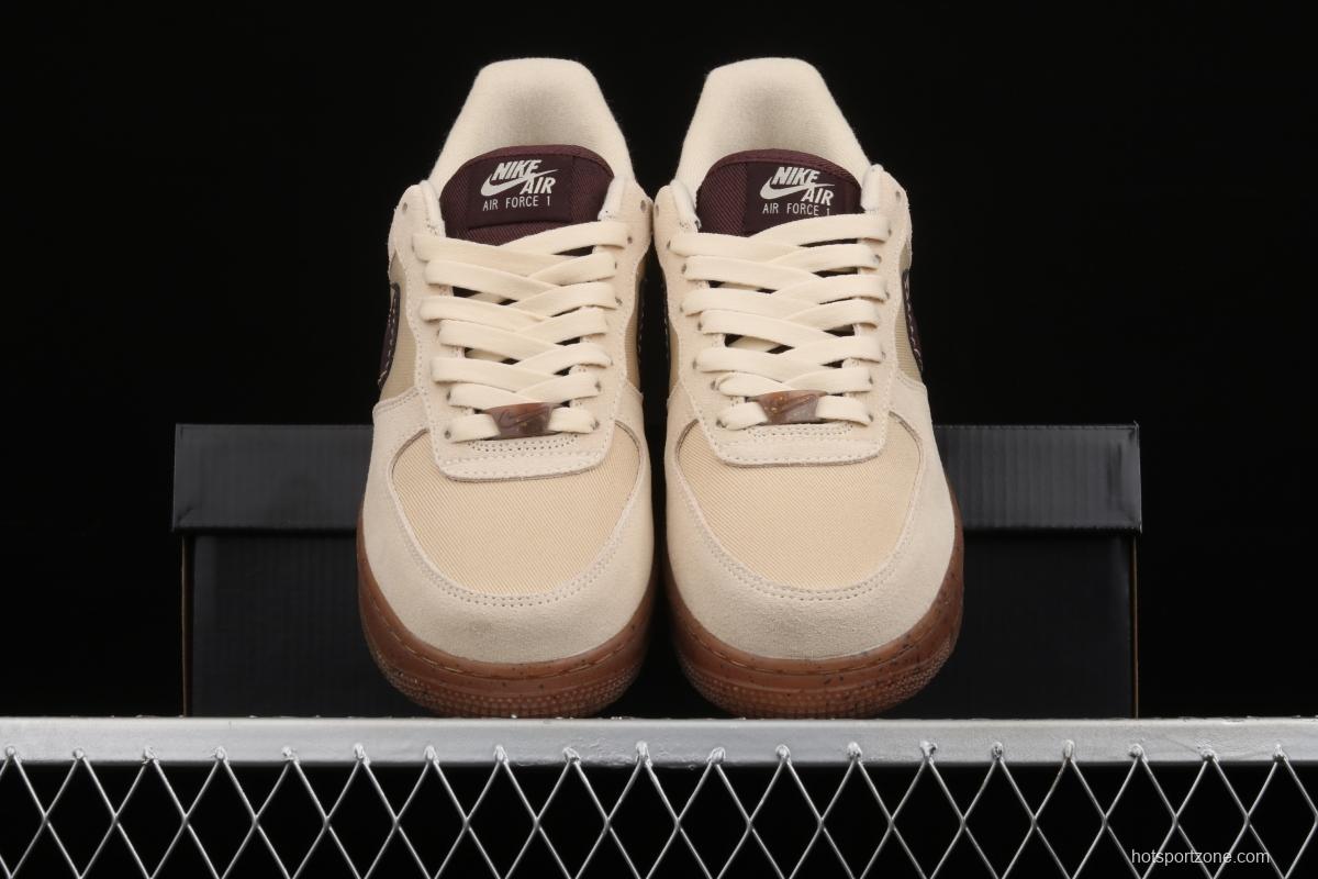 Air Force 1x07 light brown coffee low-top casual board shoes DD5227-234