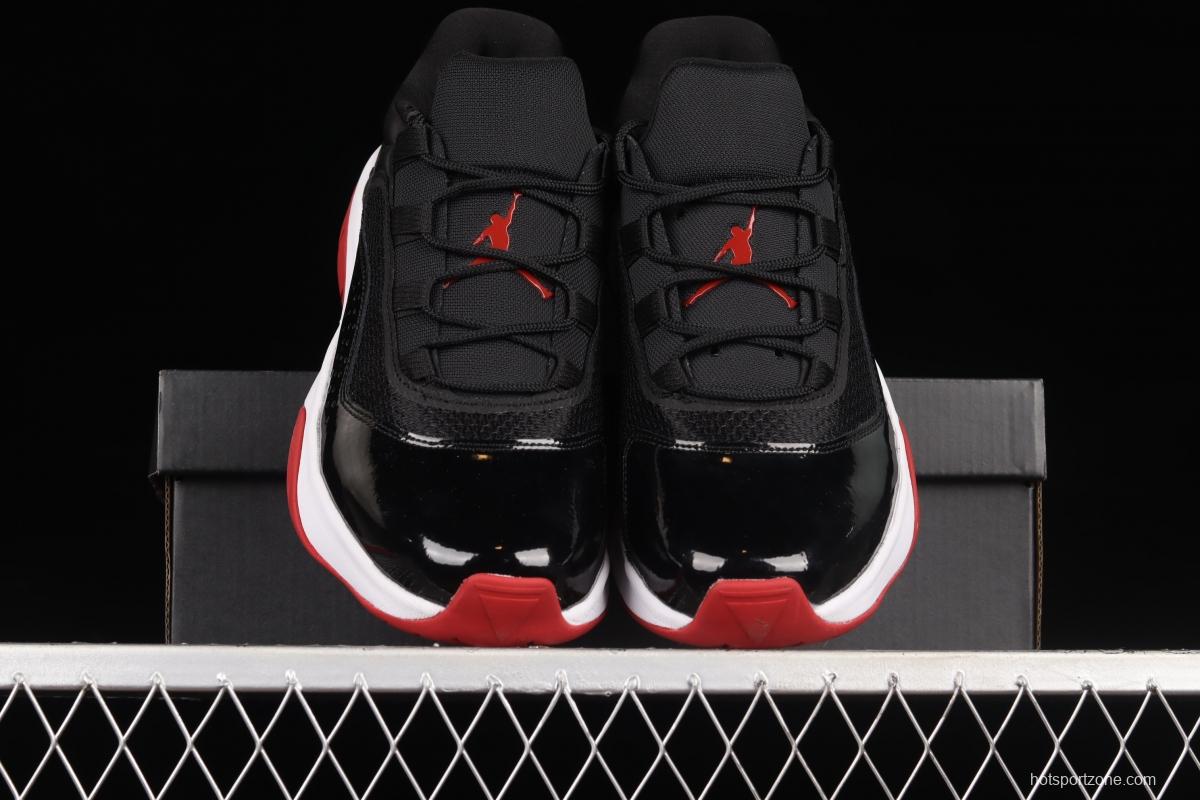 Air Jordan 11 CMFT Low 1 lacquered leather black and red low side anti-skid shock absorber basketball shoes DM0844-005