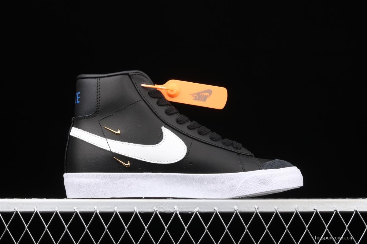 NIKE Blazer Mid'77 SE Chrome Luxe black-and-white gold standard Trail Blazers high-top casual board shoes CZ4627-001