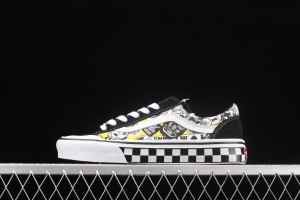 Vans Old Skool checkerboard side printing cartoon pattern low-side casual board shoes VN0A6WKT6QC