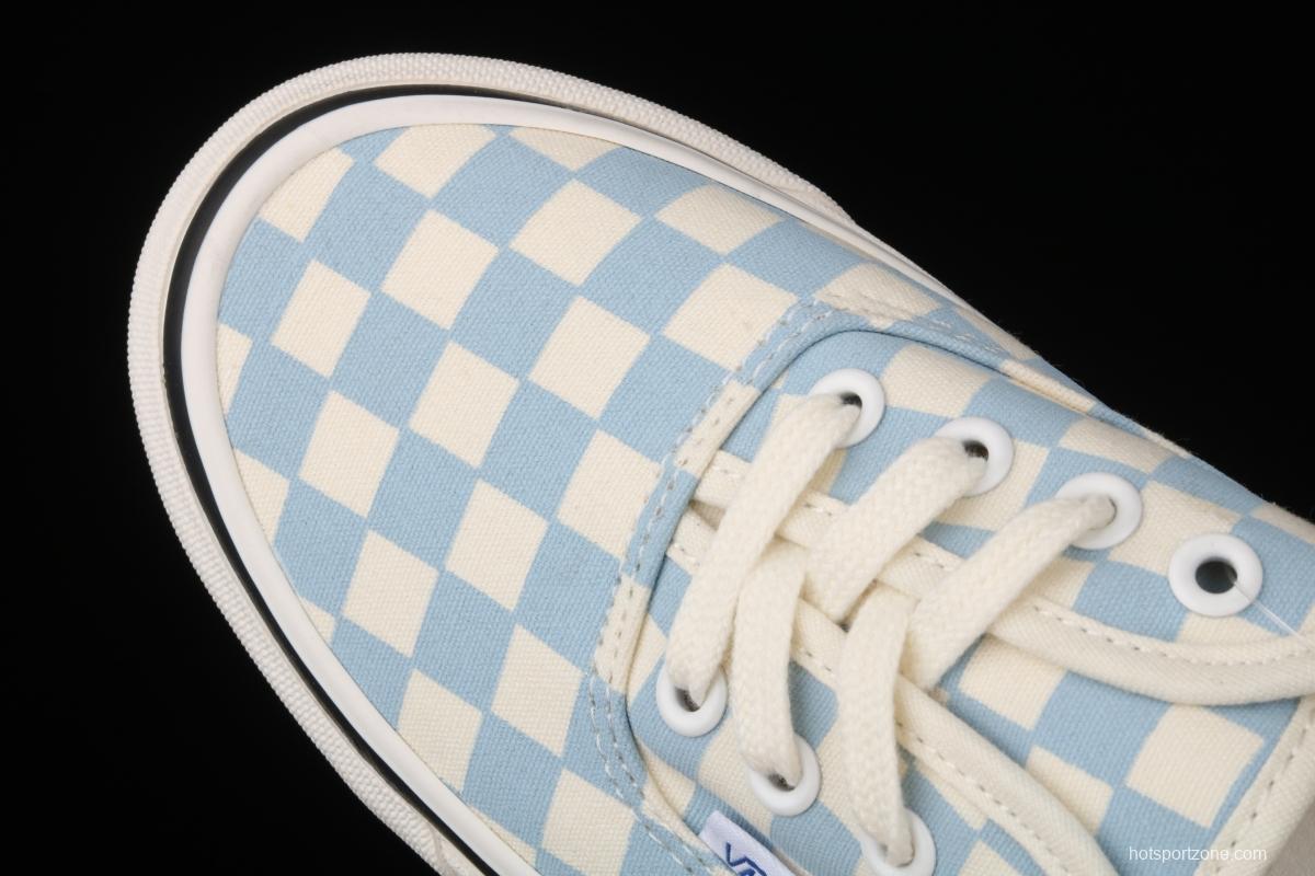 Vans Authentic 44 DX Anaheim milk blue and white checkerboard plaid low upper canvas shoes VN0A54F241J