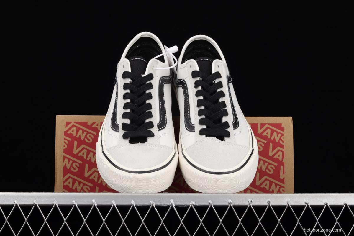 Vans Style 36 million gray rice white side stripes low-edge sports board shoes VN0A3MVLXGL