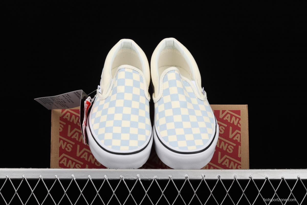 Vans Checkerboard Classic Slip-on White and Blue Chess Lattice low-top Leisure Board shoes VN000EYEBWW