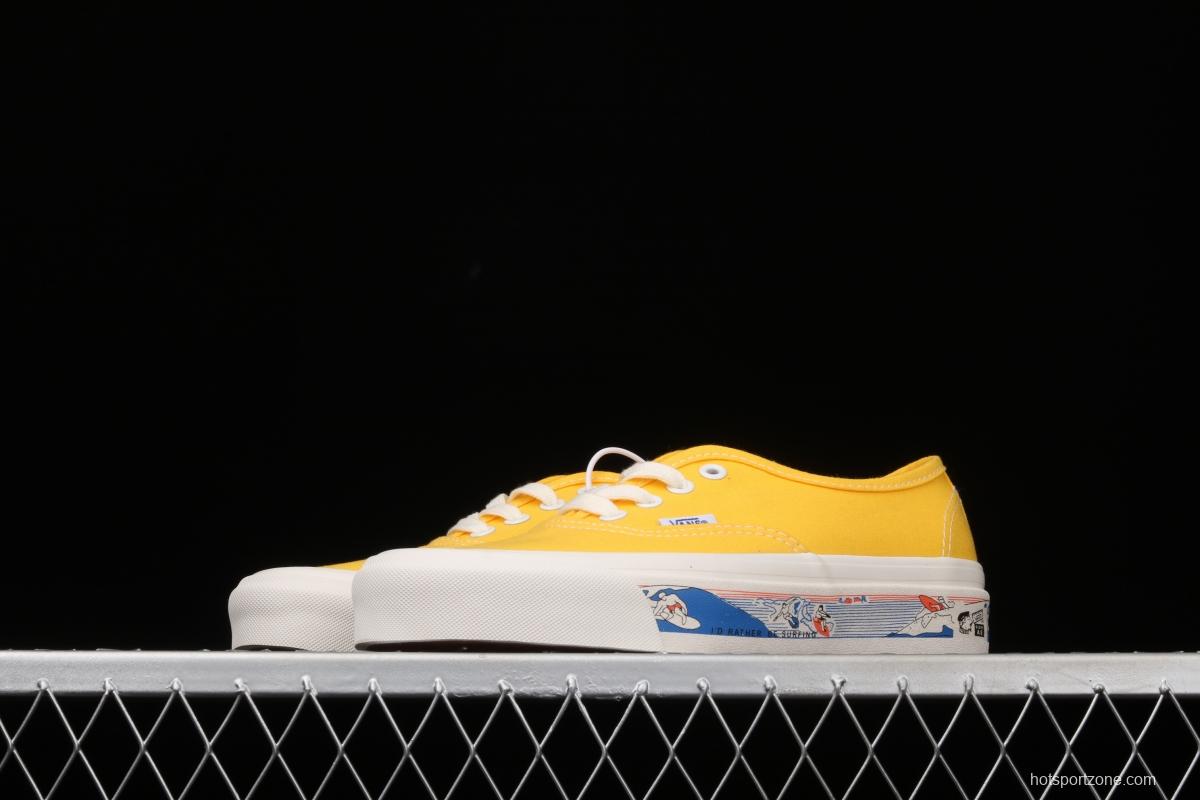 Vans Authentic 44 DX yellow canvas surfing printed Anaheim vintage board shoes VN0A54F241Q
