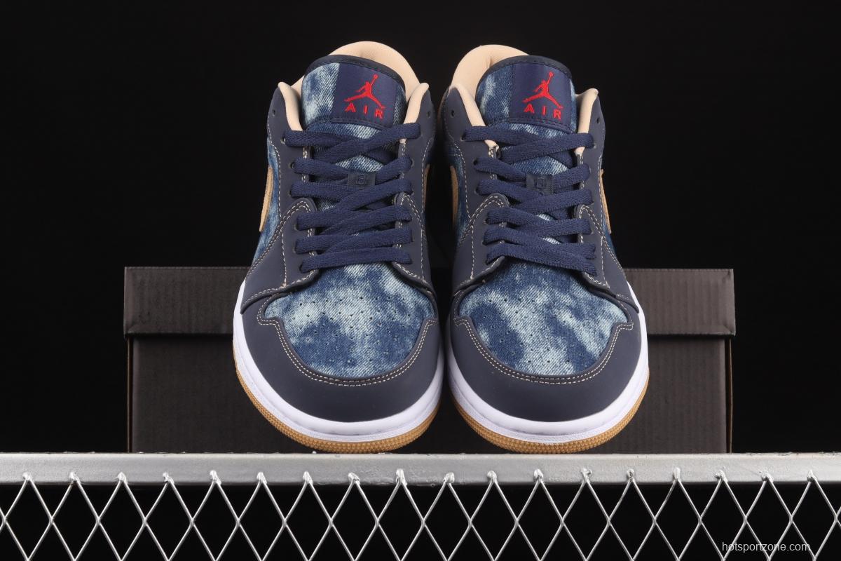 Air Jordan 1 Low dark blue denim low top basketball shoes DH1259-400