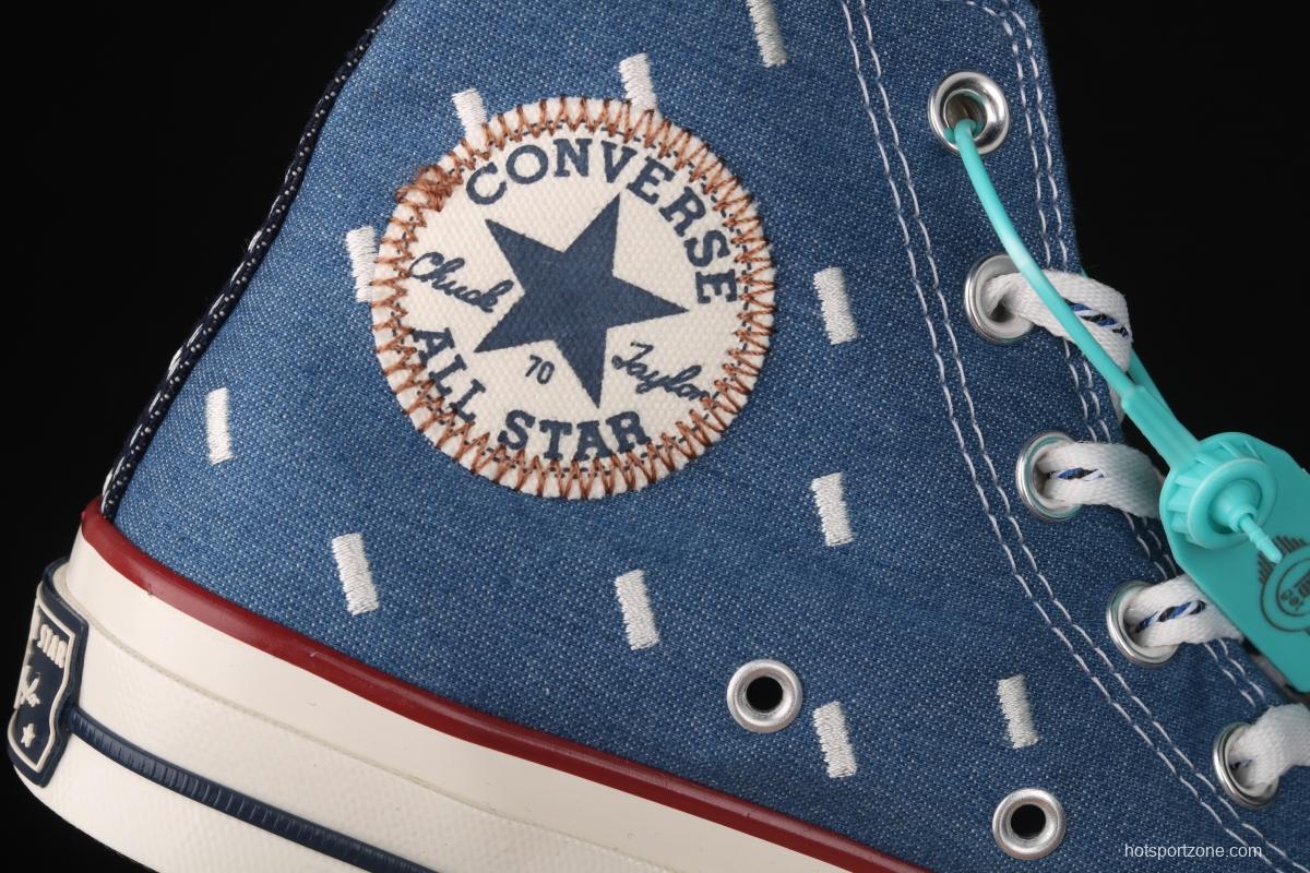 Converse Chuck 70s denim electric embroidered high-top casual board shoes 171064C