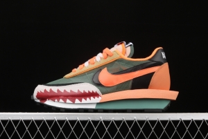 BAPE Shark Mouth x Sacai x Nike LVD Waffle Daybreak co-signed catwalk style double hook Swoosh running shoes BV0073-081