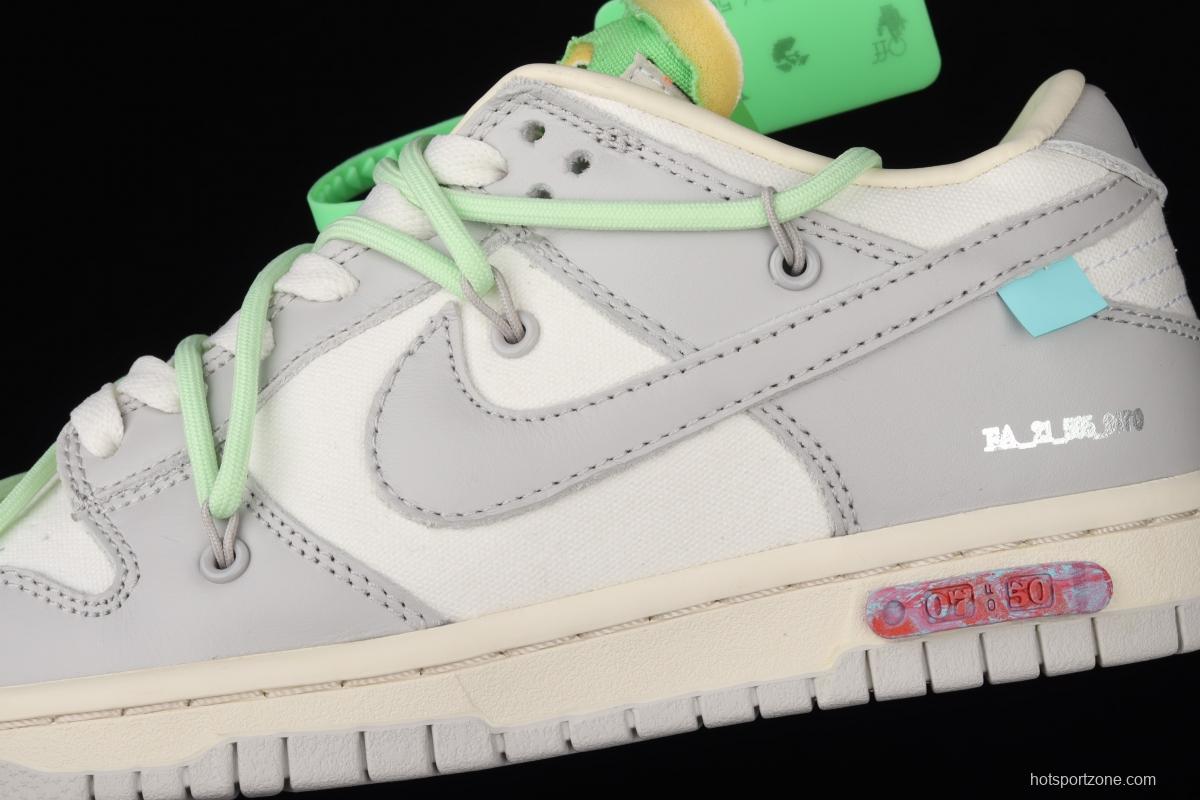 OFF-White x NIKE DUNK Low 04 of 50 OW white gray leisure sports skateboard shoes DM1602-108