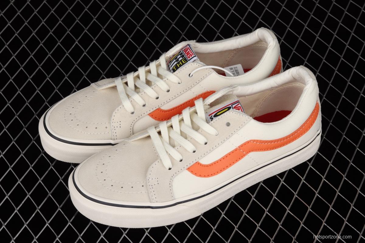 Vans Sk8-Low Reissue S classic white rice and white orange low-top leisure canvas vulcanized board shoes VN0A4UW14WU