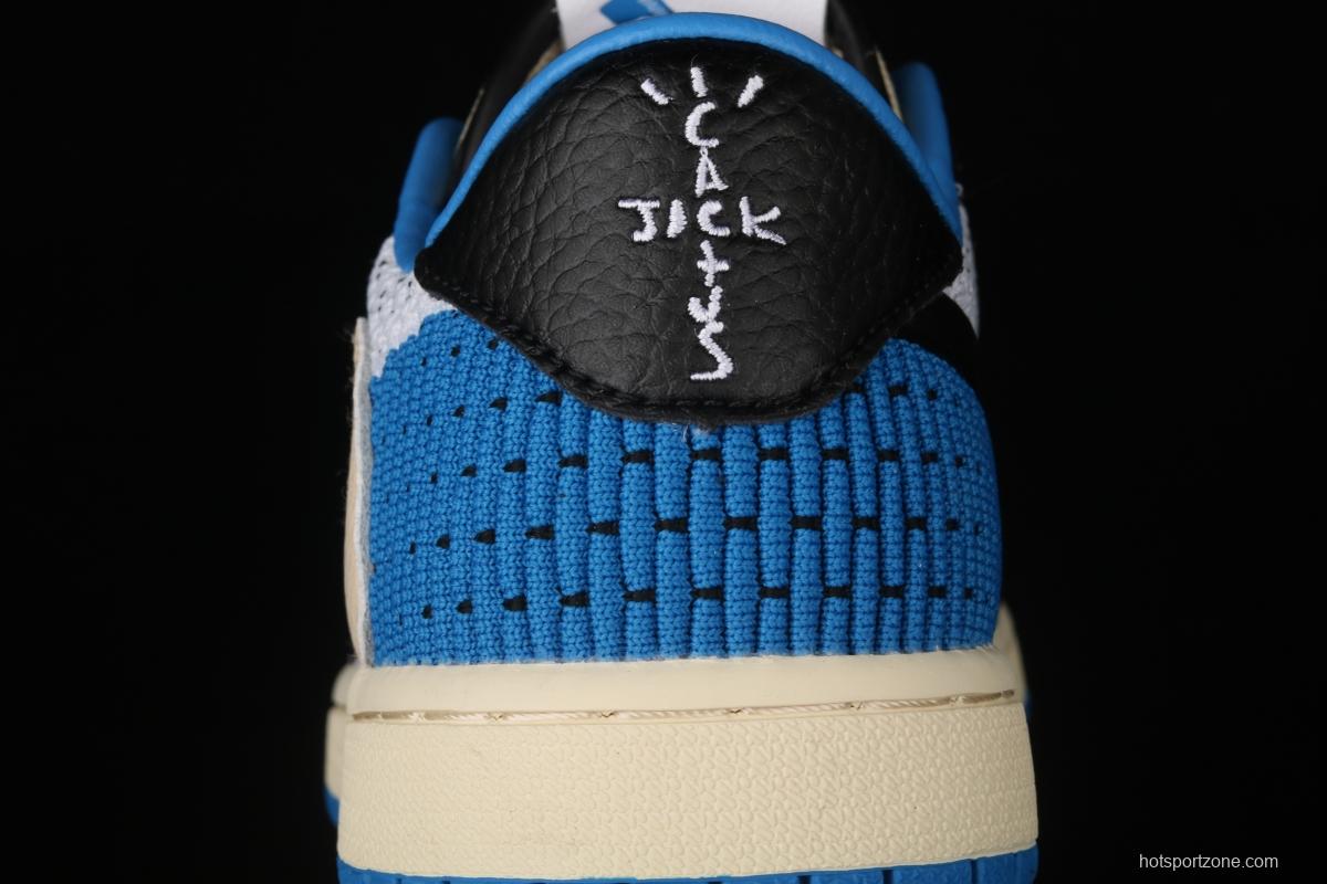 Travis Scott x Air Jordan 1 knitted lightning barbed hook low top basketball shoes DM7866-140