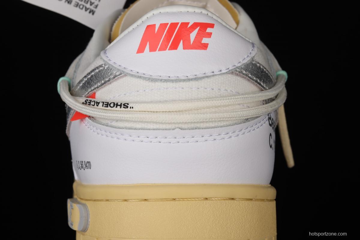 OFF-White x NIKE DUNK Low 04 of 50 OW white gray leisure sports skateboard shoes DM1602-127,