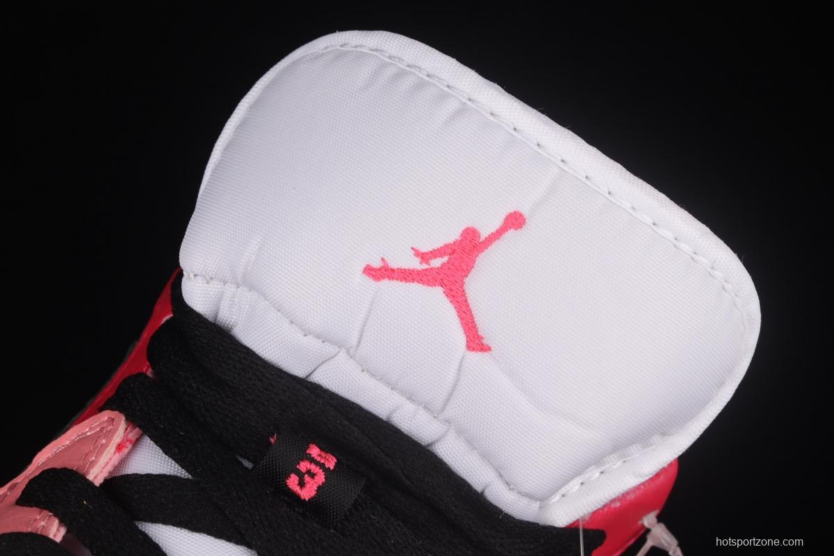 Air Jordan 1 Low white pink low top cultural basketball shoes 553560-162