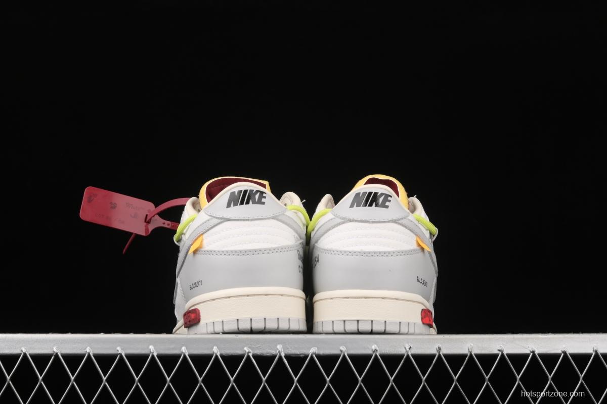 OFF-White x NIKE DUNK Low 04 of 50 OW white gray leisure sports skateboard shoes DM1602-106