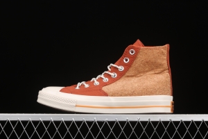 Converse 1970's Converse new cork color textile spliced high-top leisure board shoes 170853C