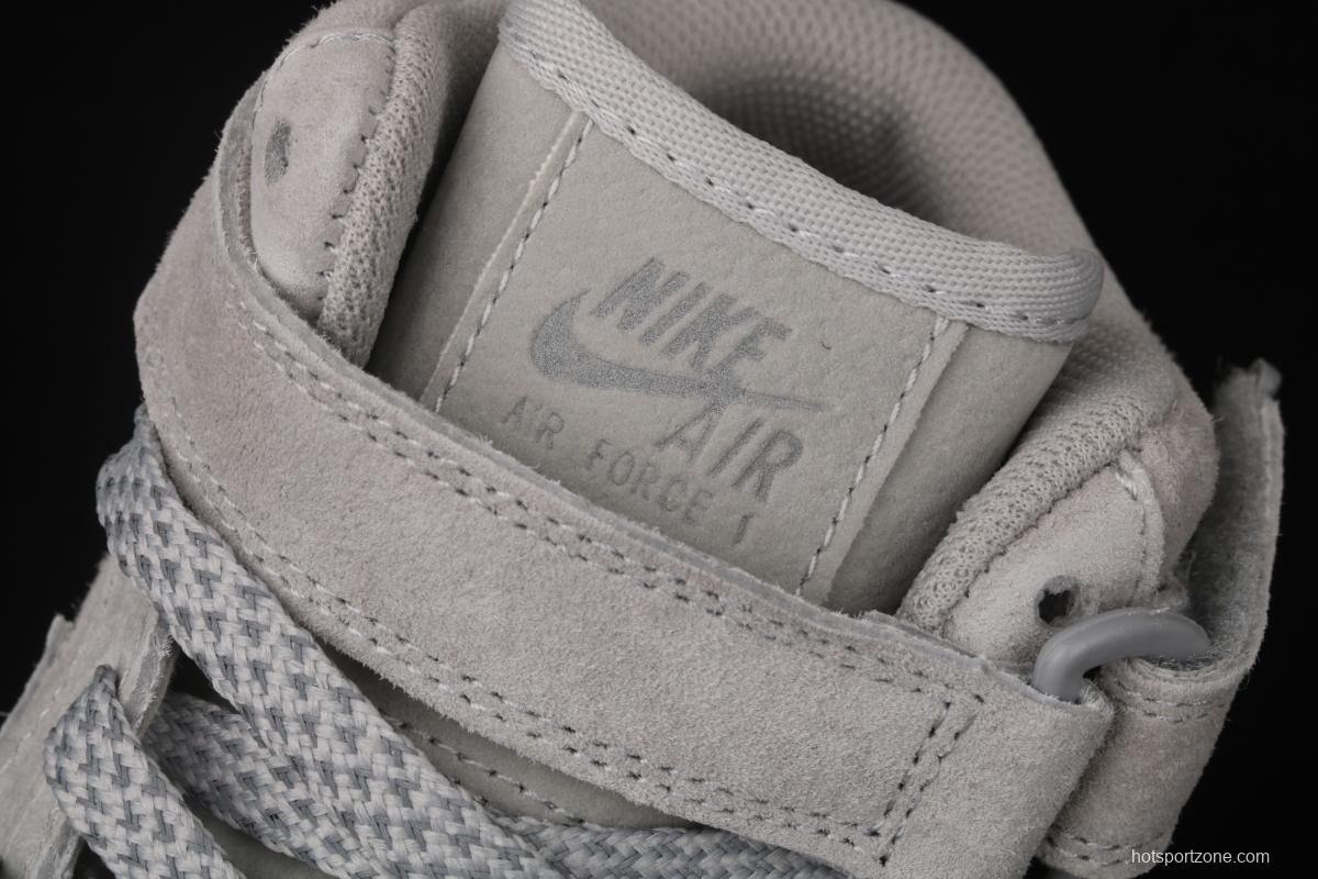 Reigning Champ x NIKE Air Force 1' 07 Mid defending champion suede gray 3M reflective sports leisure board shoes GB1119-198