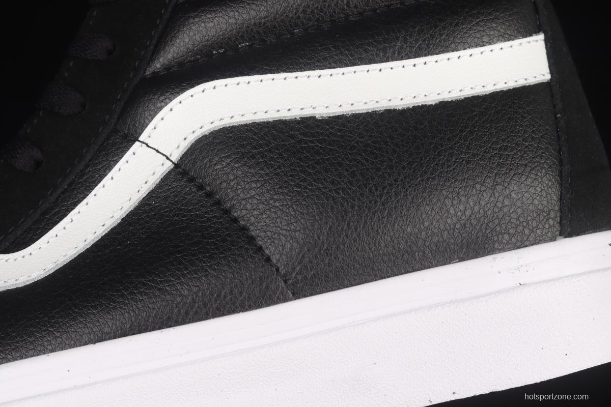 Vans Sk8-Hi black and white leather high-top casual board shoes VN0A4U3DNA0