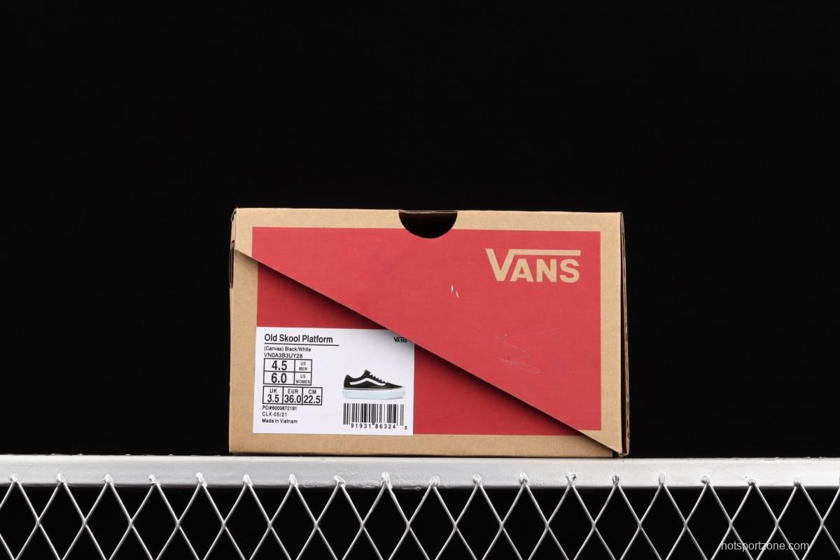 Vans Old Skool Platform classic OS black and white thick-soled low-upper shoes VN0A3B3UY28