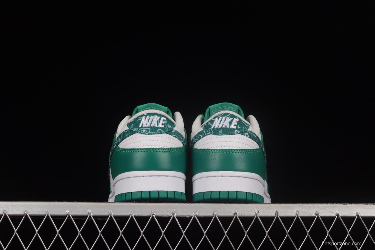 NIKE DUNK Low Green Paisley Cashew Flower White Green SB Buckle Shredded Backboard Fashion Casual Sneakers DH4401-102