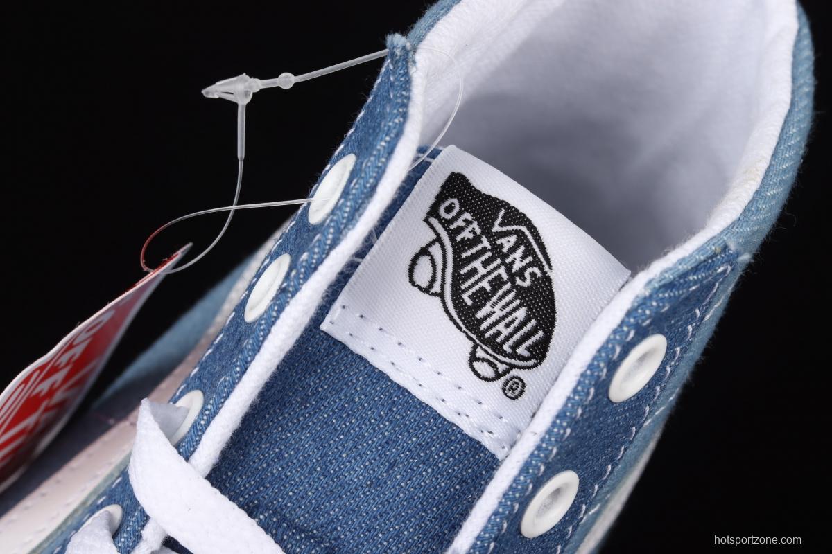 Vans Sk8-Hi Tapered series denim blue matching ultra-thin canvas high upper shoes VN0A3MV8Q691