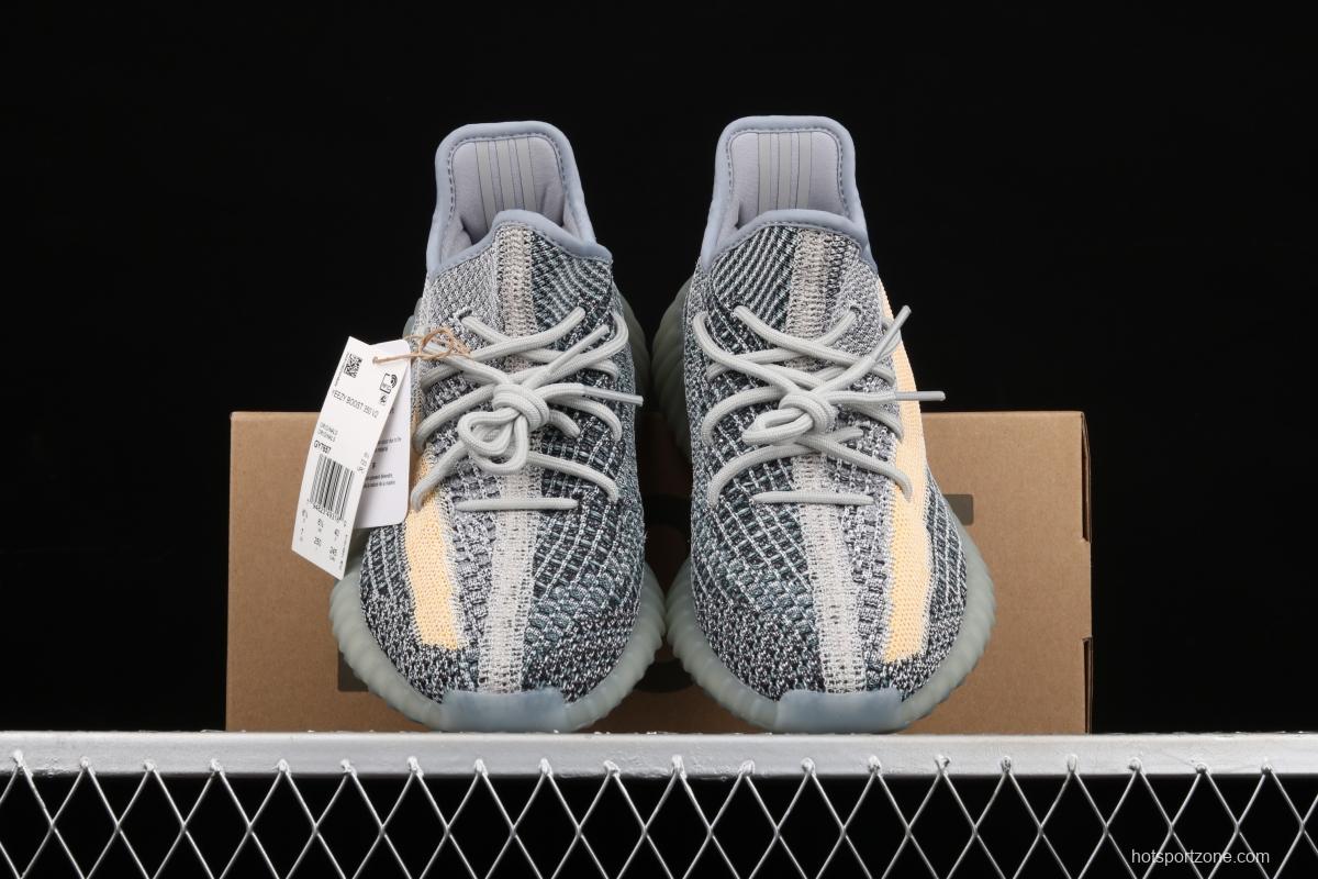 Adidas Yeezy 350 Boost V2 Ash Blue GY7657 Darth Coconut 350 second generation hollowed-out water wash tannin color BASF Boost original