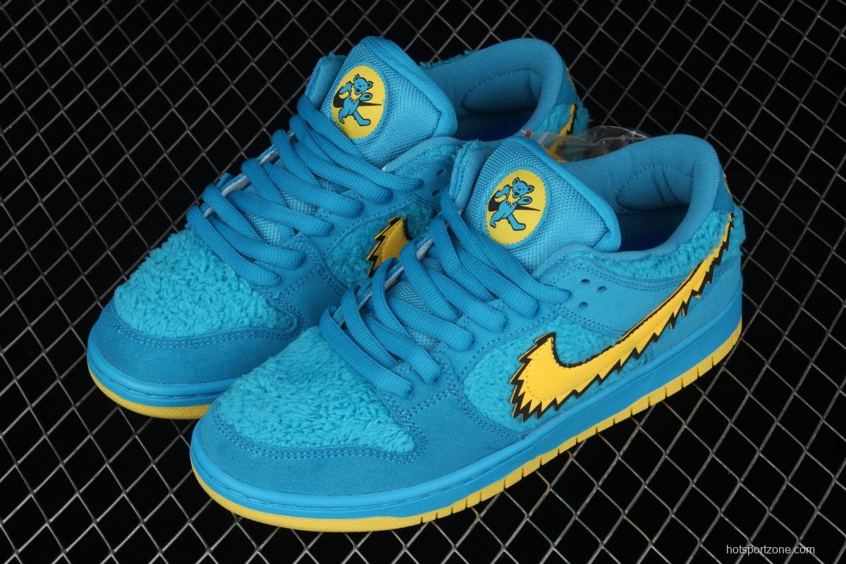 Grateful DeAdidas x NIKE SB DUNK Low Yellow Bear joint style blue and yellow bear sports skateboard shoes CJ5378-400