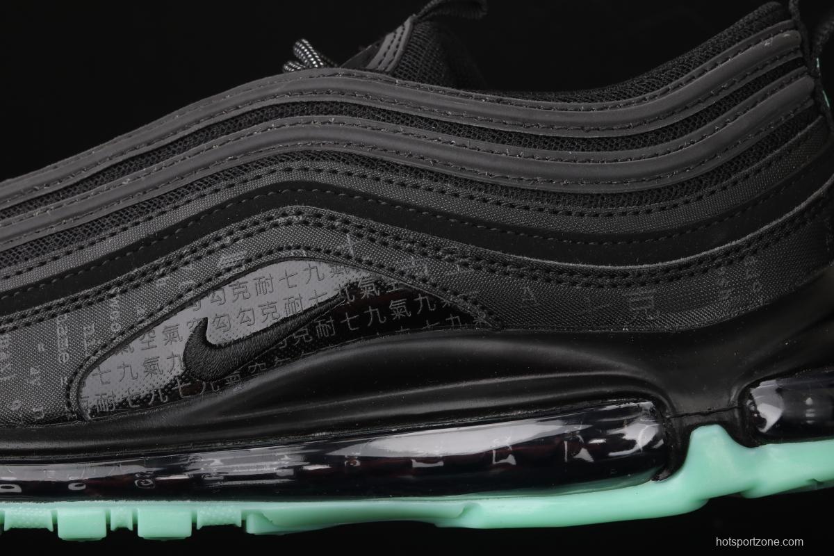 NIKE Air Max 97 GLOW black and green luminous bullet air cushion running shoes 921826-017