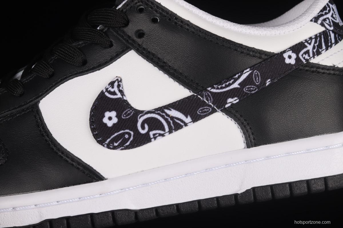 NIKE SB DUNK Low Black Paisley black and white cashew flower SB rebound fashion casual board shoes DH4401-100