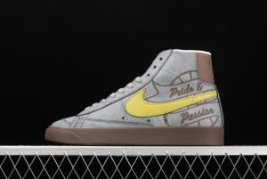 NIKE Blazer Mid'77 Motivation Limited Edition SB Gray Yellow Leisure Board shoes CW6016-100