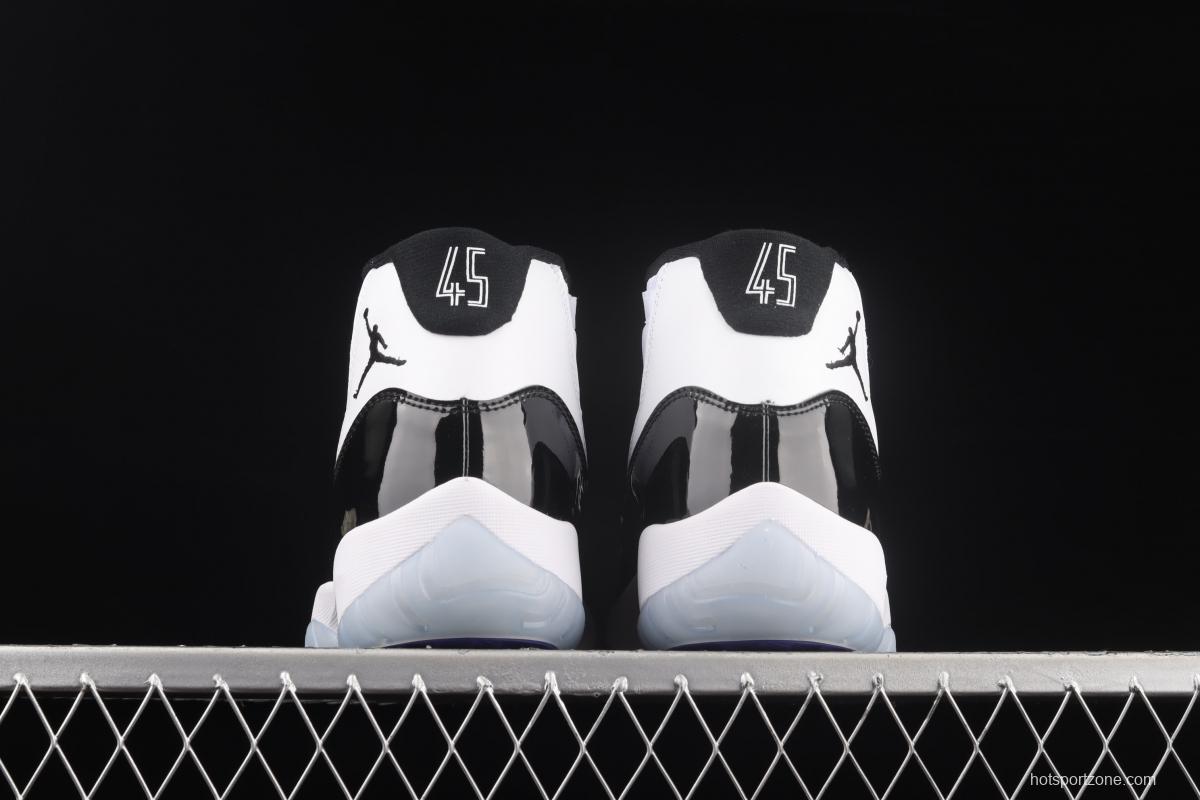 Air Jordan 11Concord 1 kangkou black and white reengraved basketball shoes 378037-100