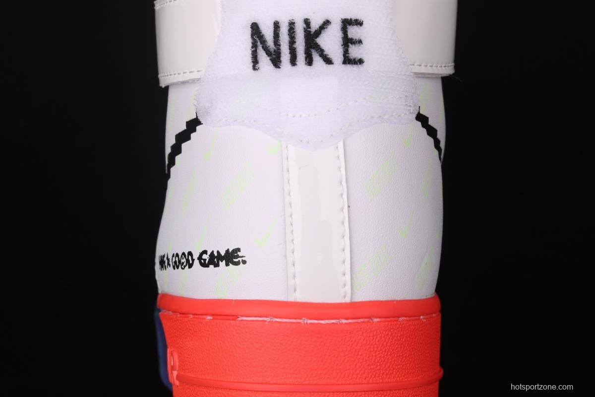 OFF-White x NIKE Air Force 1: 07 Vntg Suede Mix joint video game League of Legends skin luminous high-top casual board shoes DC2111-101