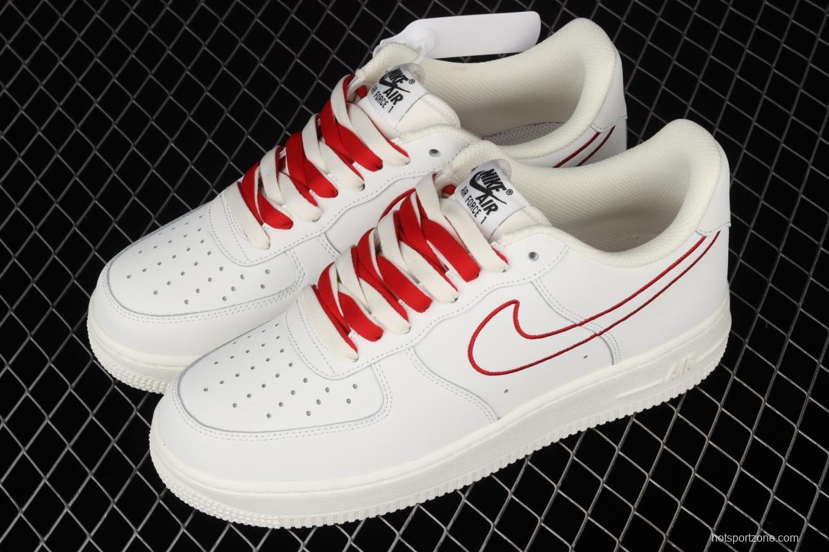 NIKE Air Force 1x07 Low rice white red electric embroidery hook low-top casual board shoes CL6326-108