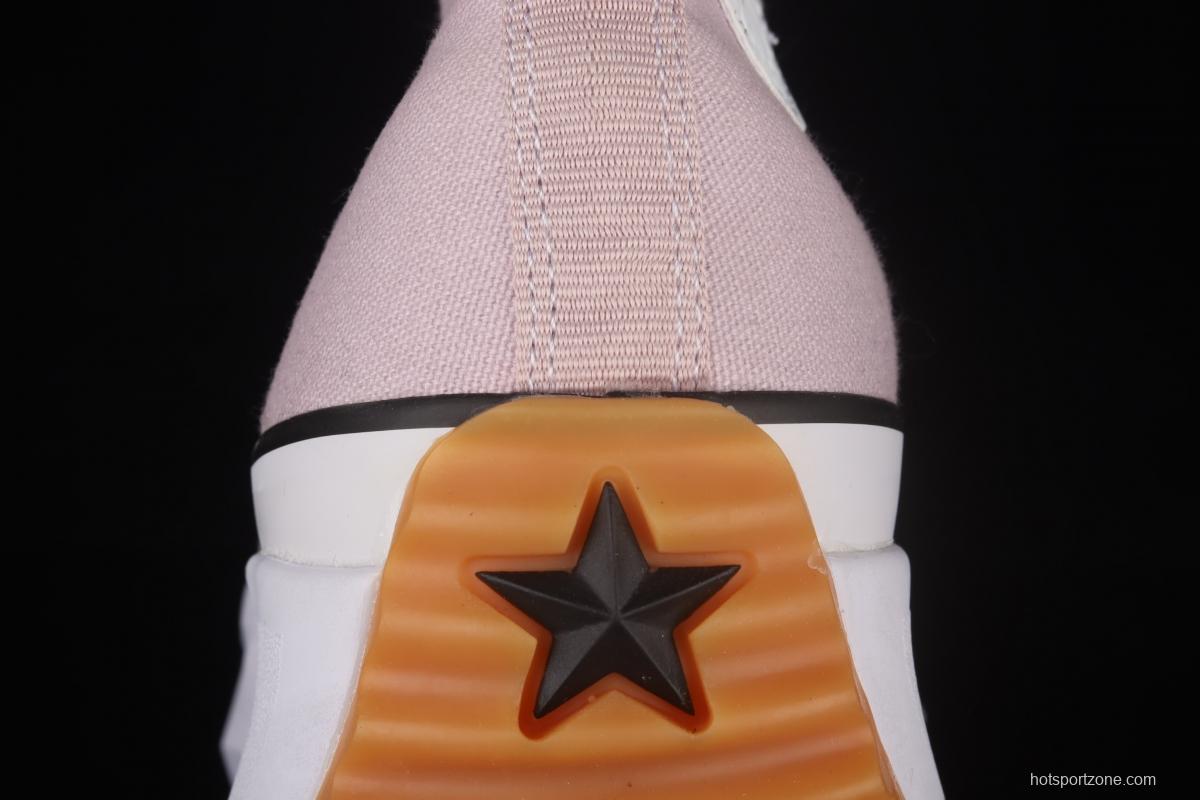 Converse Run Star Hike Converse pink raw rubber heightened thick sole shoes 171668C