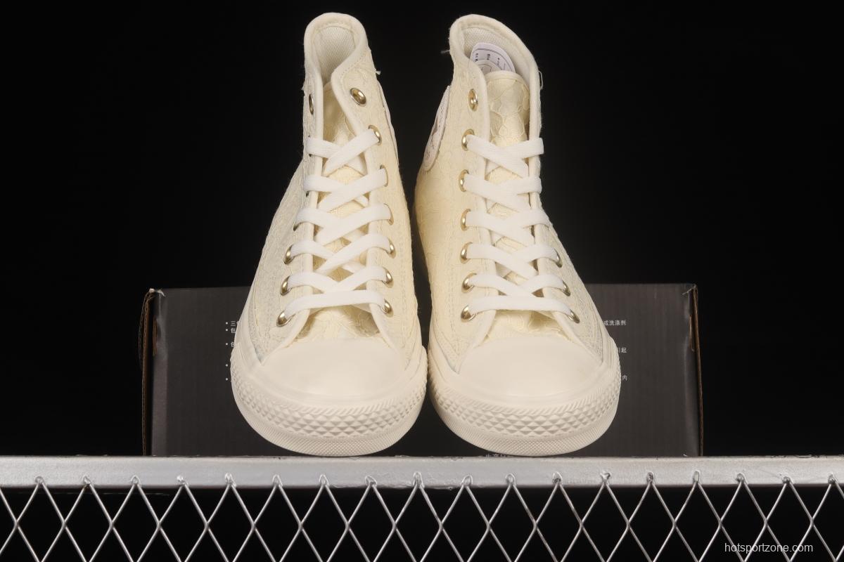 Converse Chuck Taylor All Star Cream Lace High Top Sneakers A01775C