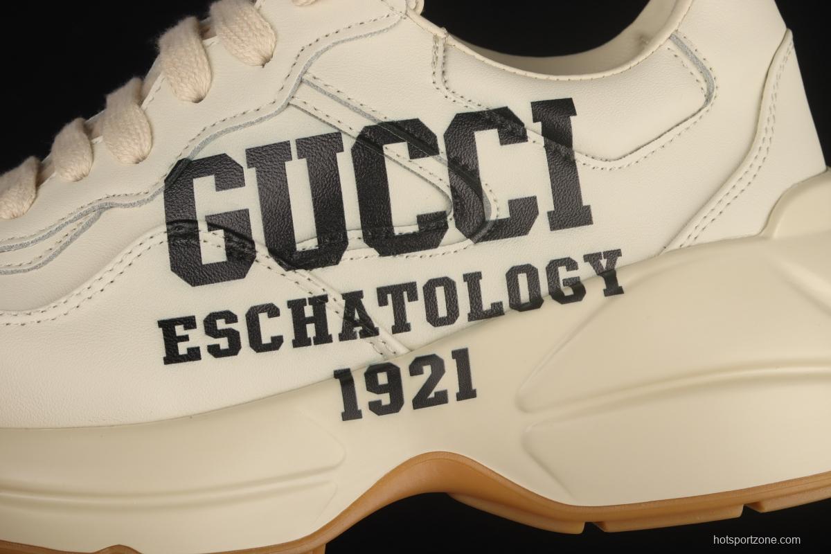 Gucci Rhyton Vintage Trainer Sneaker Gucci daddy 5D leather horn retro jogging daddy shoes DRW009522
