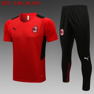 21 22 AC Milan Short SLEEVE Red （With Long Pants ） C737#