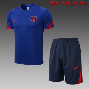 21 22 Atlético Madrid Short SLEEVE Enamel blue（With Shorts） D632#