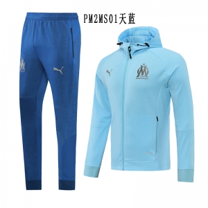 22 23 Olympique de Marseille Blue Hoodie Jacket Suit