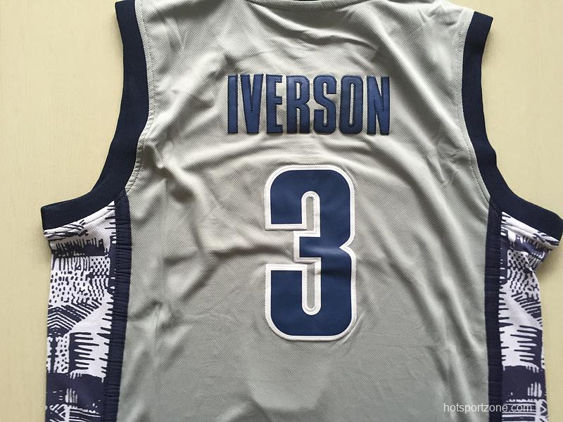 Allen Iverson 3 Hoyas College Gray Basketball Jersey